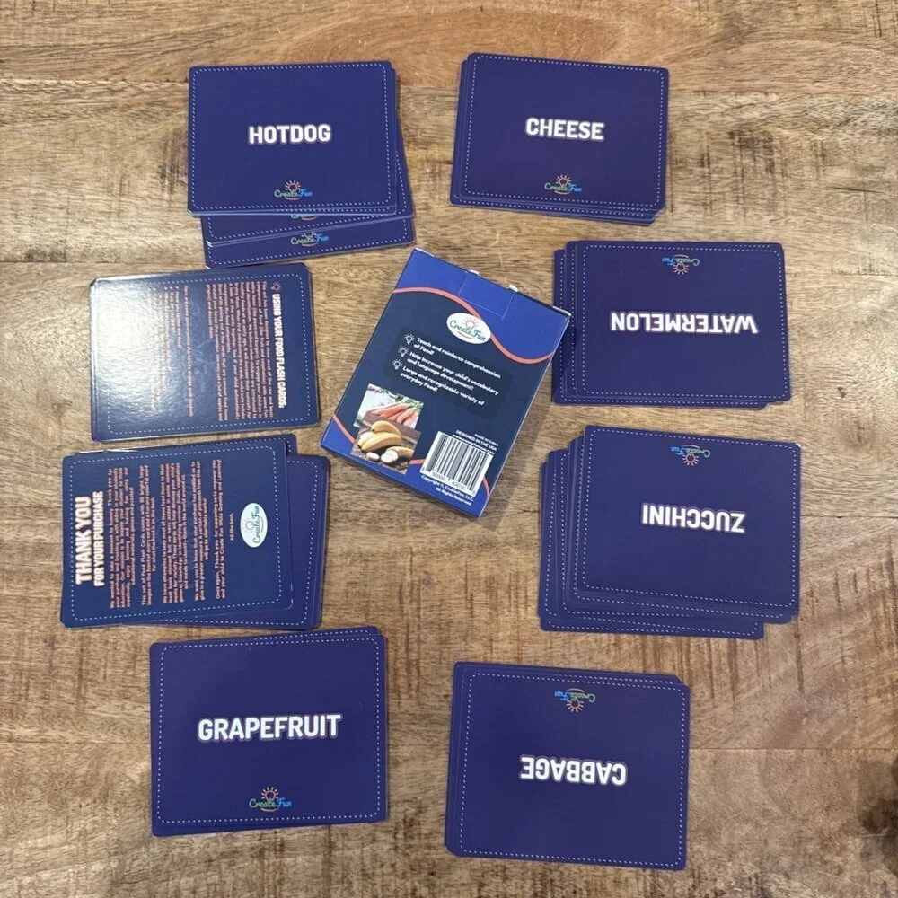 50 Food Double Sided Flash Cards - Fruits, Vegetables Create Fun